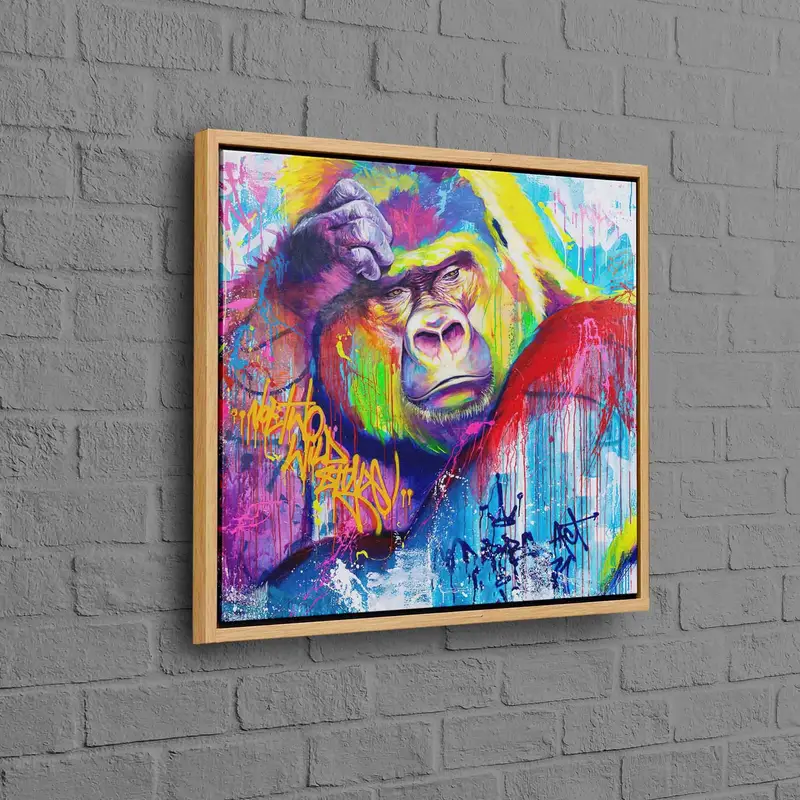 Lienzo de gorila abstracto colorido moderno - Arte de pared impreso