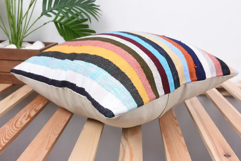Aesthetic Pillow, 18x18 Blue Pillow Case, Interior Designer Pillow, Turkish Kilim Pillow, Cushion, Pillow for Couch, Christmas Pillow Sham - 6