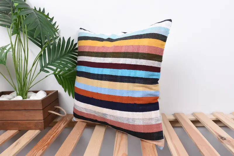 Aesthetic Pillow, 18x18 Blue Pillow Case, Interior Designer Pillow, Turkish Kilim Pillow, Cushion, Pillow for Couch, Christmas Pillow Sham - 5