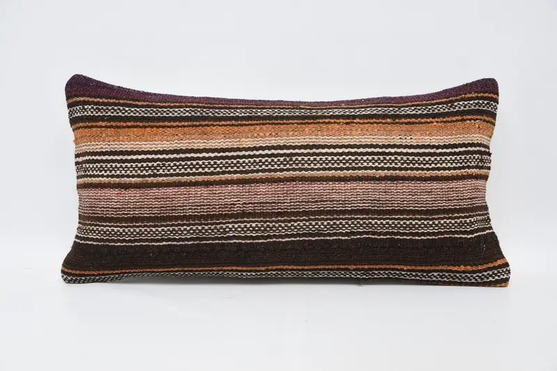 Bright Pillow Case, Pillow Case, Gift Pillow, 12x24 Brown Pillow Case, Sofa Bolster Pillow, Handmade Kilim Cushion, Kilim Pillow Cover - 1