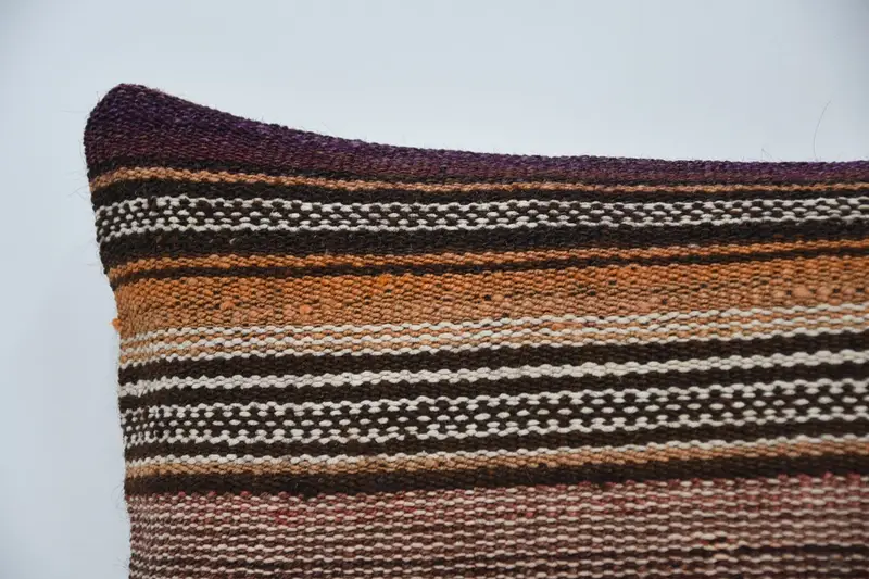 Bright Pillow Case, Pillow Case, Gift Pillow, 12x24 Brown Pillow Case, Sofa Bolster Pillow, Handmade Kilim Cushion, Kilim Pillow Cover - 2
