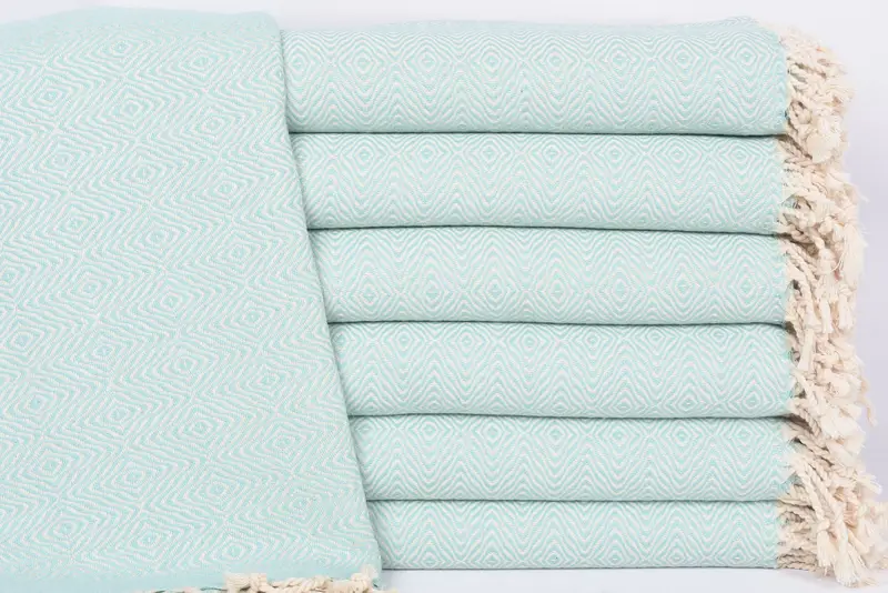 Bridal Party Towel Mint Zigzag Diamond Organic Cotton, 70x40 Inches