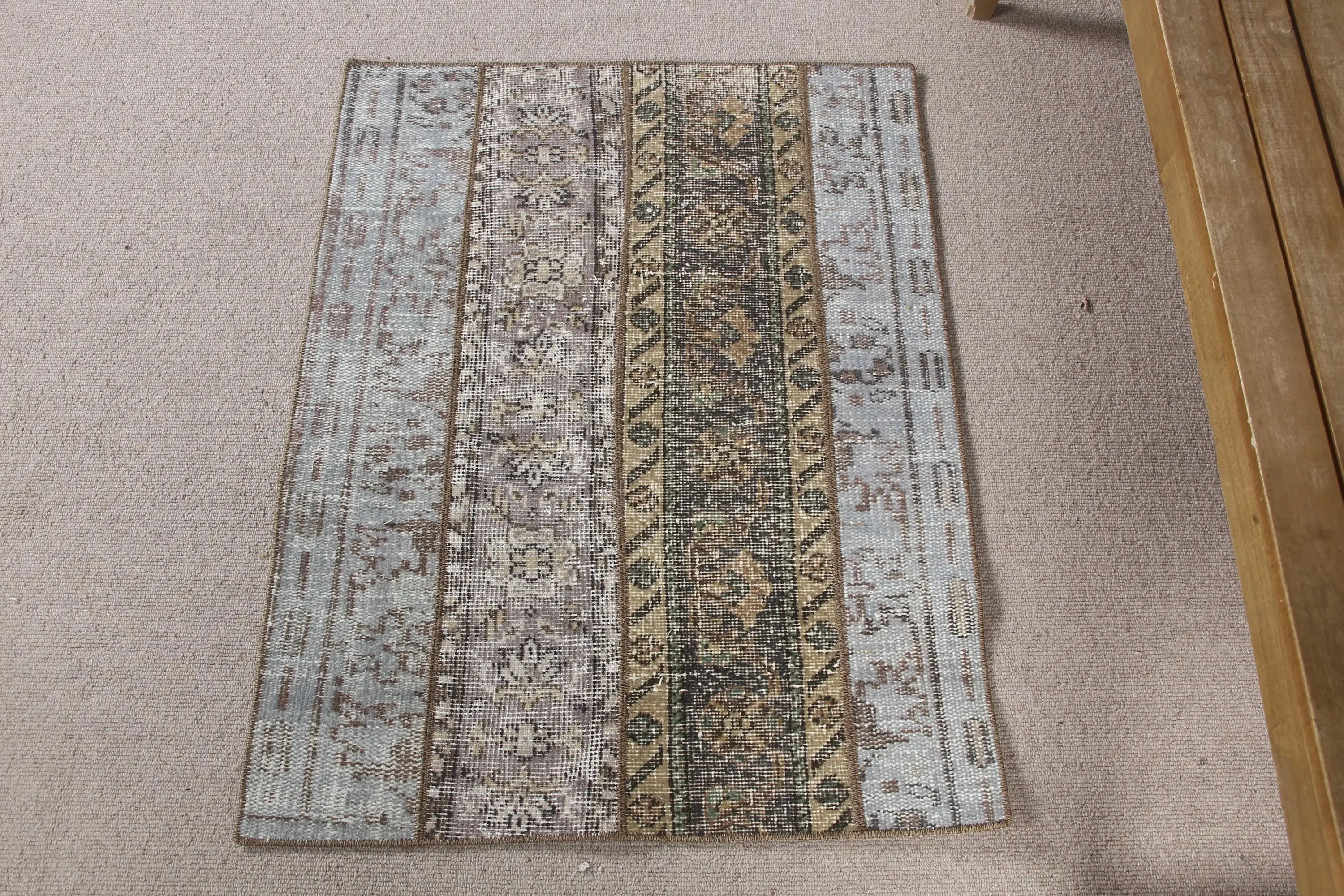 Vintage Rug, Small 2.4x3.1 ft Rug, Gray Camouflage Rug - 1