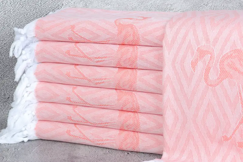 Lightweight Turkish towel, Yoga Towel, Quick-Dry Beach Towel, Gift Towel, Luxury Beach Towel, Sand-free towel, 70x40 Cotton Flamingo Patterned Towel - 2