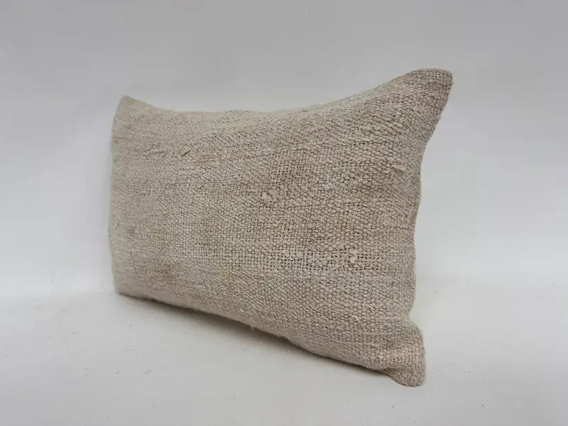 Turkish Kilim Pillow, Pillow Cover, Nomadic Cushion Case, Vintage Kilim Throw Pillow, 12x20 White Pillow Case, Kilim Pillow Cover - 4