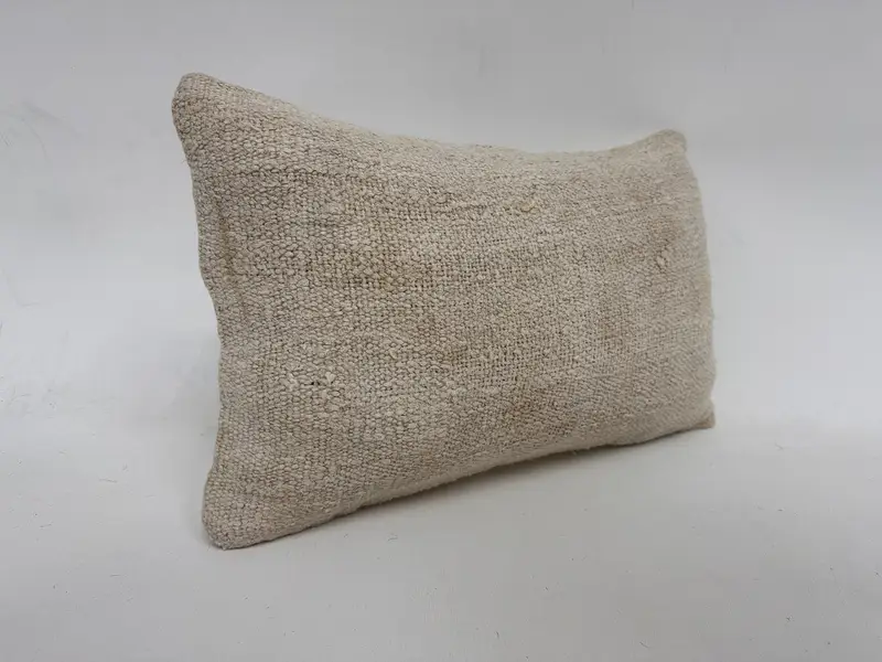 Turkish Kilim Pillow, Pillow Cover, Nomadic Cushion Case, Vintage Kilim Throw Pillow, 12x20 White Pillow Case, Kilim Pillow Cover - 3