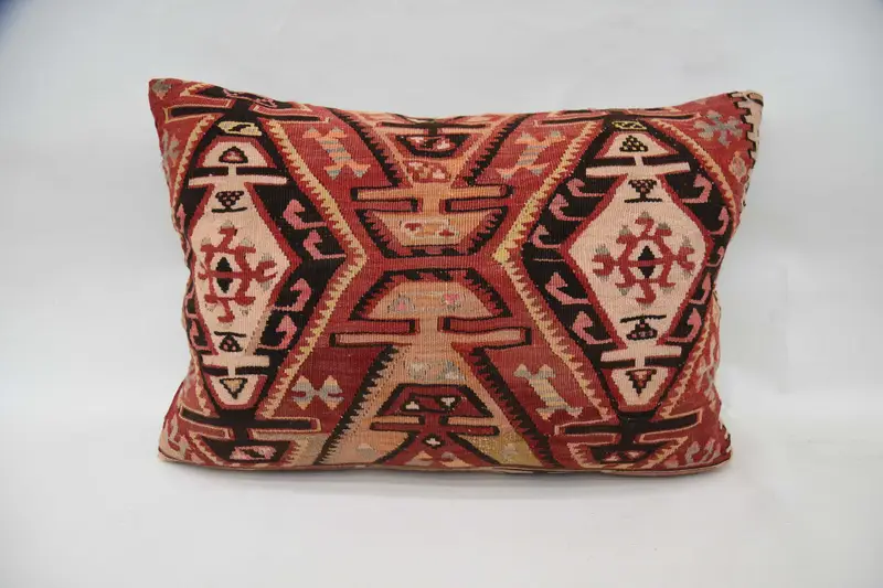 Red Vintage Cushion, Moroccan 20x28 inch Geometric Cushion Case - 1