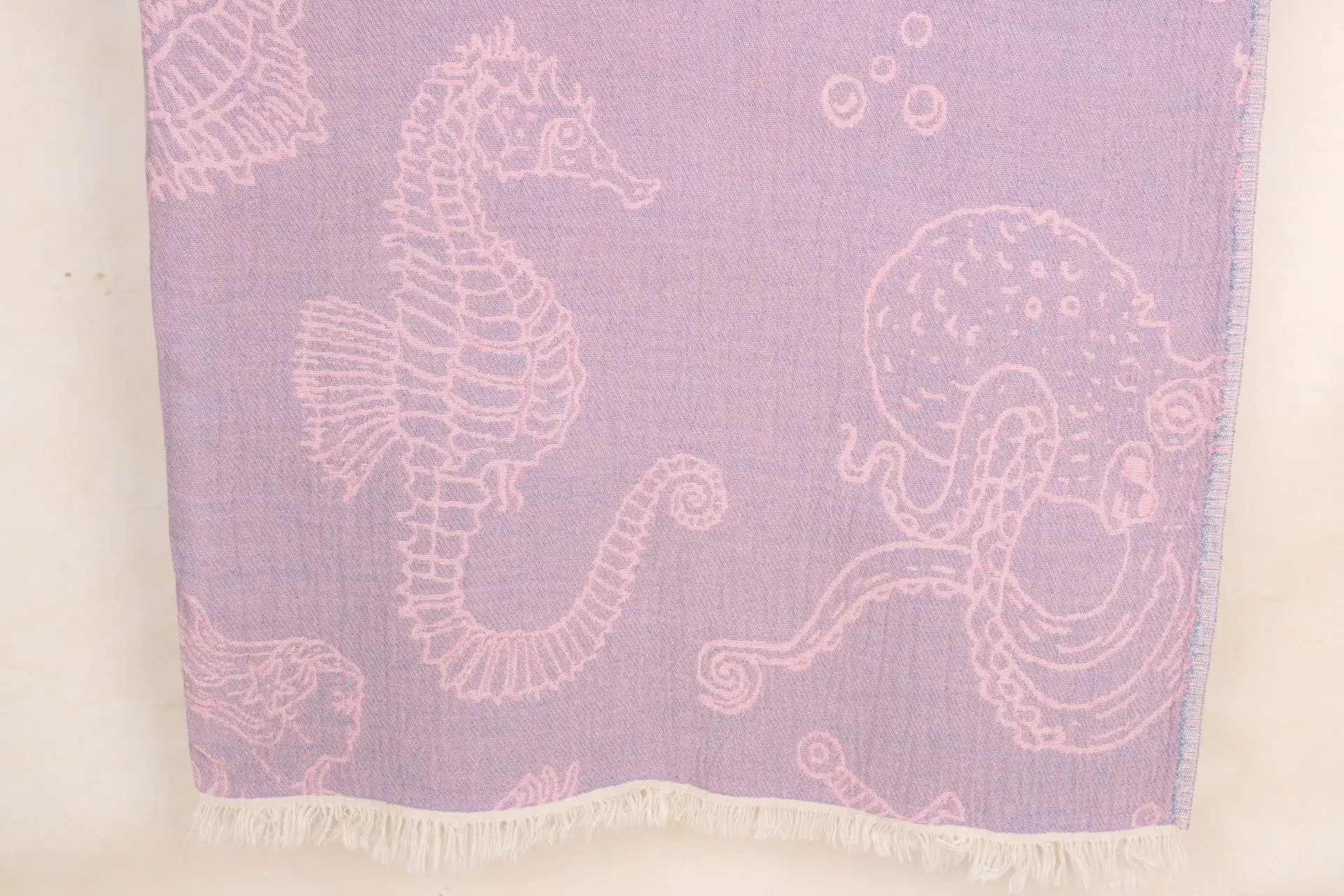 Sea Creatures and Mermaid Design Cotton Blanket, 60x87 Inches - 1