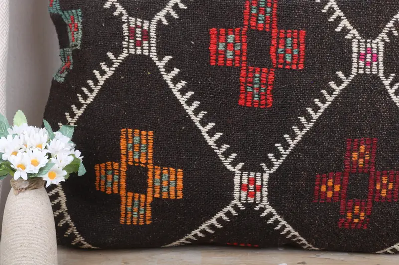 32x32 Brown Pillow Cover, Seat Cushion, Pillow, Seat Pillow Case, Interior Designer Pillow, Throw Kilim Pillow, Turkish Kilim Pillow - 3