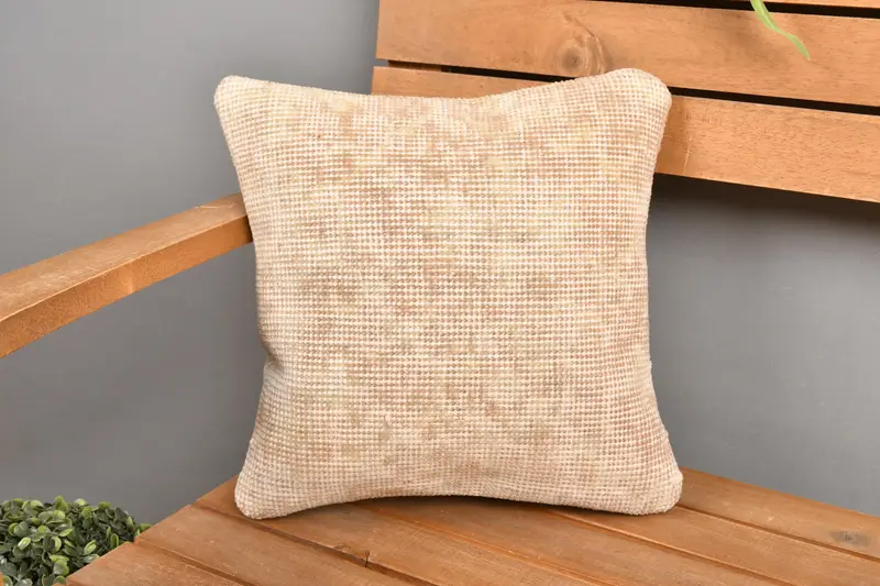 刺繍入り南西部クッション、ヴィンテージベージュクッション