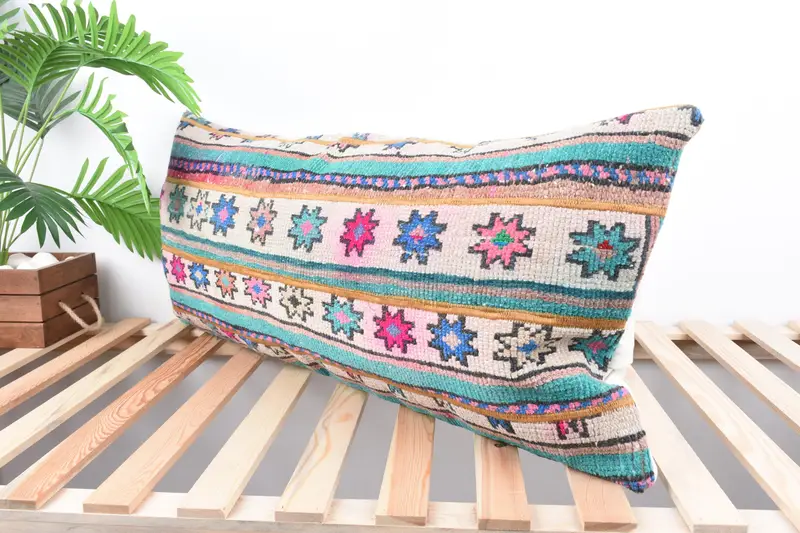 16x36 Green Cushion Cover, Luxury Cushion Case, Pillow Cover, Bolster Pillow Case, Turkish Pillow, Kilim Pillow Cover, Pillow for Sofa - 5