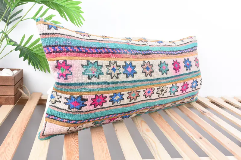 16x36 Green Cushion Cover, Luxury Cushion Case, Pillow Cover, Bolster Pillow Case, Turkish Pillow, Kilim Pillow Cover, Pillow for Sofa - 4
