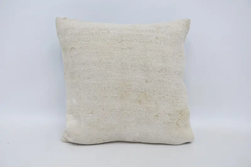 Throw Antique Wool Cushion Case, 18x18 inch LuxuryWhite Geometric Cushion Cover - 1