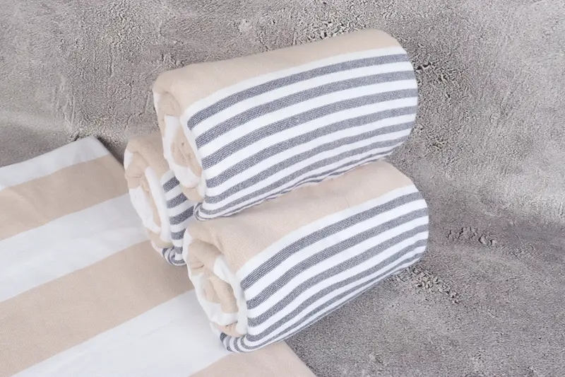 Gift For Him, Grandma Gift, Turkish Beach Towel Bulk, Turkish Towel USA, 68x36 Cotton Striped Terry Towel, Soft towel, Handmade Turkish hammam towel - 7