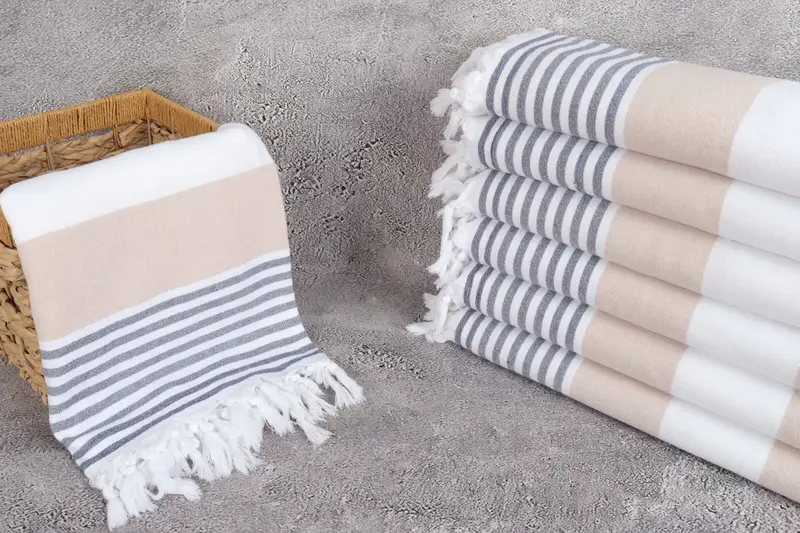 Gift For Him, Grandma Gift, Turkish Beach Towel Bulk, Turkish Towel USA, 68x36 Cotton Striped Terry Towel, Soft towel, Handmade Turkish hammam towel - 3