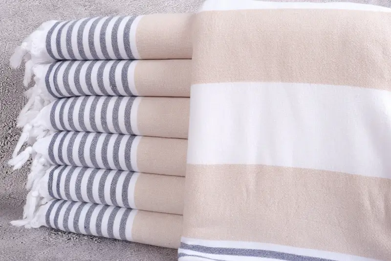 Gift For Him, Grandma Gift, Turkish Beach Towel Bulk, Turkish Towel USA, 68x36 Cotton Striped Terry Towel, Soft towel, Handmade Turkish hammam towel - 1
