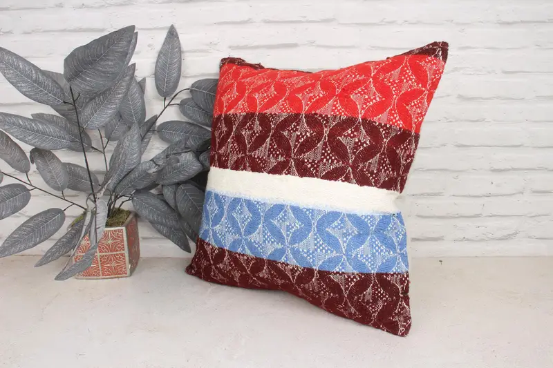 Bohemian Cushion Cushion Cover, Pillow for Sofa, Pillow for Couch, Kilim Pillow, Cushion Case, 20x20 Blue Cushion Cover, Meditation Pillow - 4