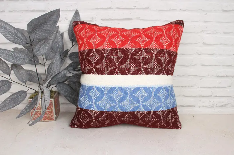 Bohemian Cushion Cushion Cover, Pillow for Sofa, Pillow for Couch, Kilim Pillow, Cushion Case, 20x20 Blue Cushion Cover, Meditation Pillow - 1