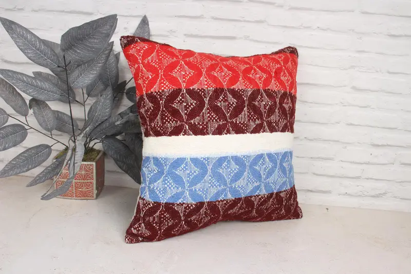 Bohemian Cushion Cushion Cover, Pillow for Sofa, Pillow for Couch, Kilim Pillow, Cushion Case, 20x20 Blue Cushion Cover, Meditation Pillow - 3