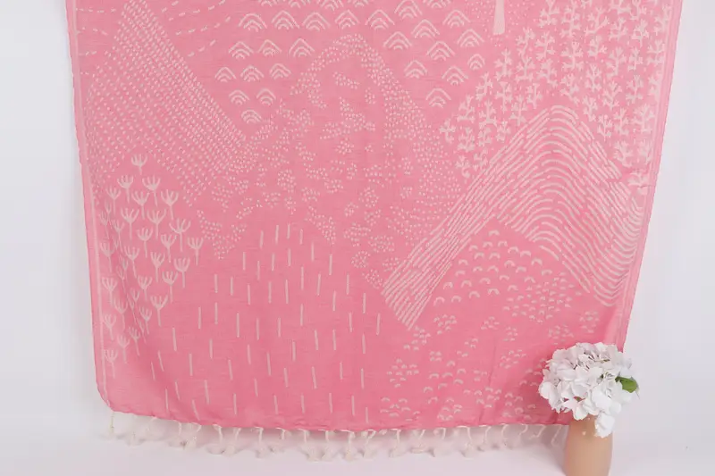 Benutzerdefiniertes türkisches Handtuch, rosa Bergpflanzen, Bäume, 36 x 67 Zoll