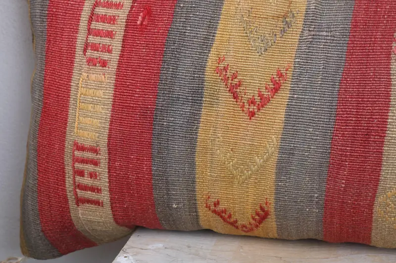 Antique Pillows, Vintage Pillow, Vintage Kilim Pillow, Oriental Pillow Cover, 16x48 Red Cushion Cover, Retro Throw Pillow, Pillow Cover - 3