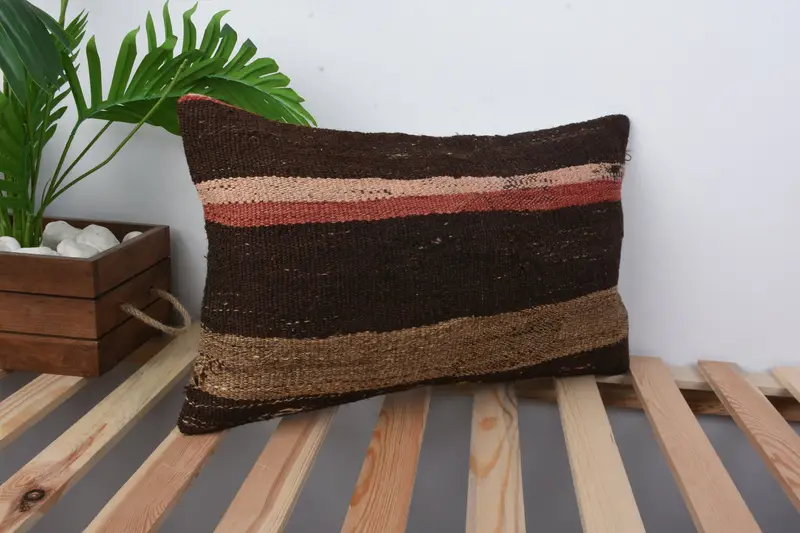 Traditional Pillow Case, Cushion Cover, Interior Designer Pillow, 12x20 Brown Cushion Cover, Boho Pillow, Vintage Pillow, Designer Throw Pillow Case - 4