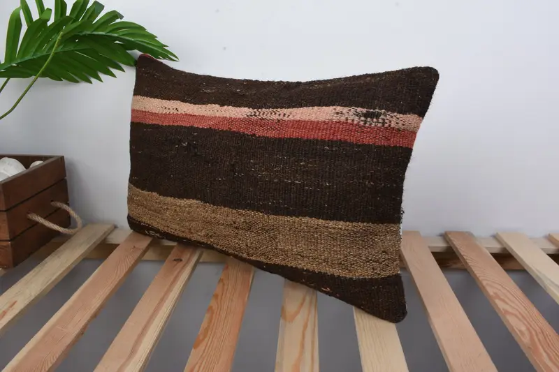 Traditional Pillow Case, Cushion Cover, Interior Designer Pillow, 12x20 Brown Cushion Cover, Boho Pillow, Vintage Pillow, Designer Throw Pillow Case - 5