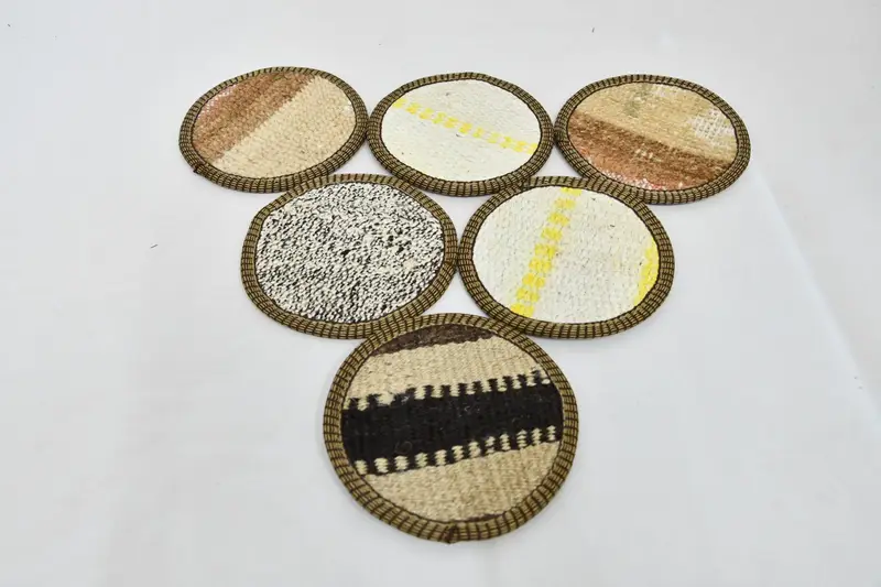 Bohemian Beige and Brown Round Coasters, Stylish Bohemian Coasters