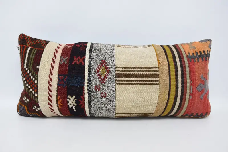 Striped Turkish Euro Sham, 16x36 inch Red Moroccan Pillow Case - 1