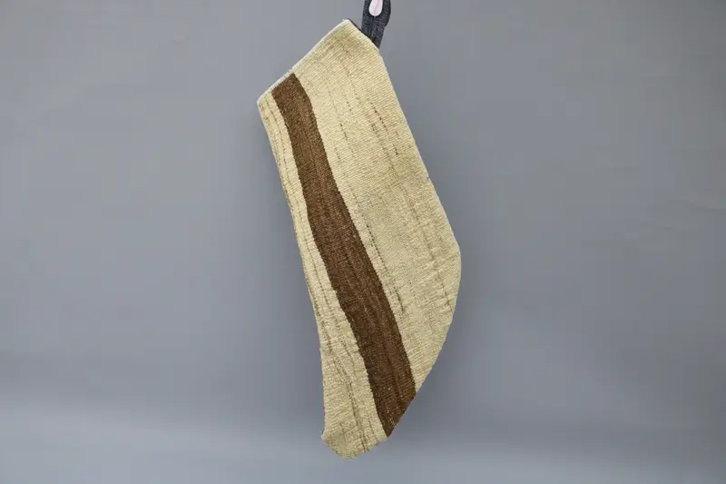 Kahverengi Süslü Bej Noel Çorabı, Şenlikli Tatil Çorabı