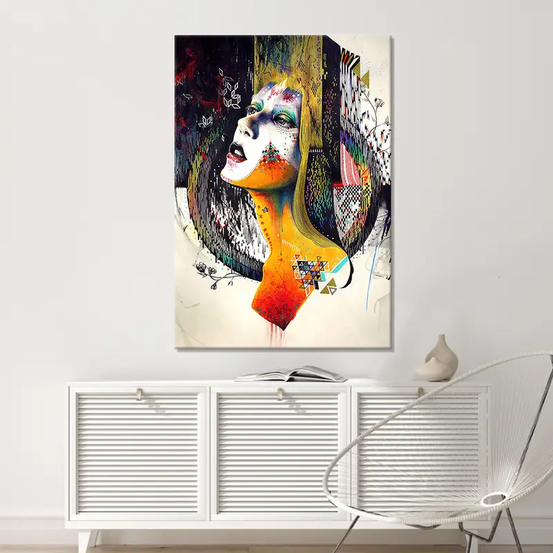 Minjae Lee Wall Art, Surrealism Wall Decor, Illustration Art, Woman Art, Female Decor, Colorful Woman, Ethnic Woman Art, Bedroom Canvas Art - 2