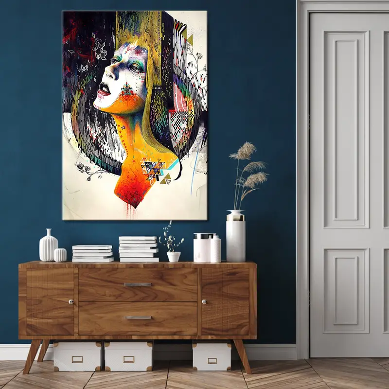 Minjae Lee Wall Art, Surrealism Wall Decor, Illustration Art, Woman Art, Female Decor, Colorful Woman, Ethnic Woman Art, Bedroom Canvas Art - 1