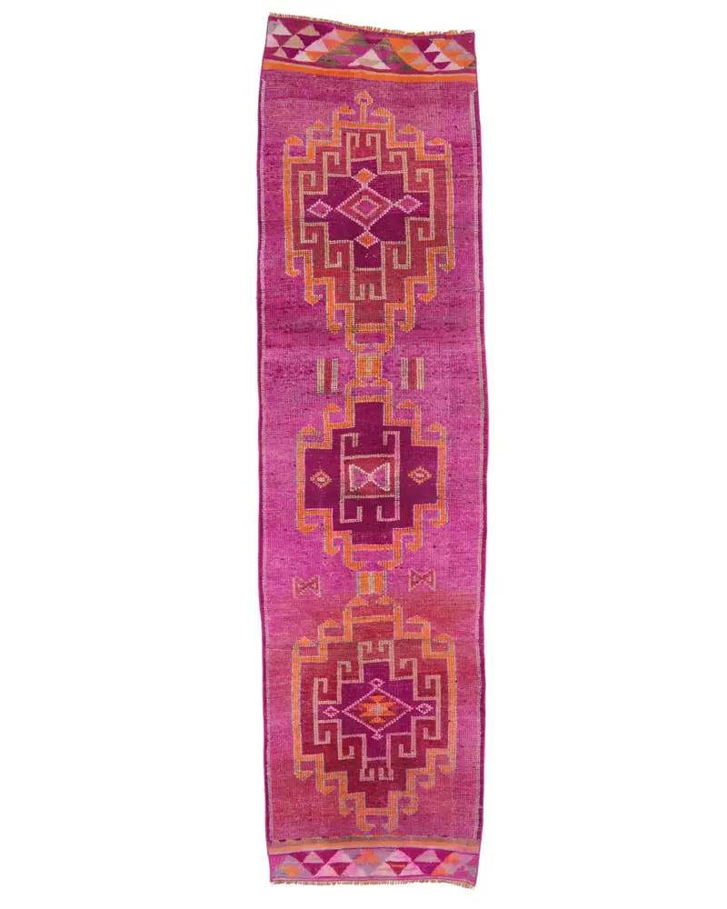 Mor, Turuncu Çiçekli Halı, 2,8x11,1 ft Şık Dekor