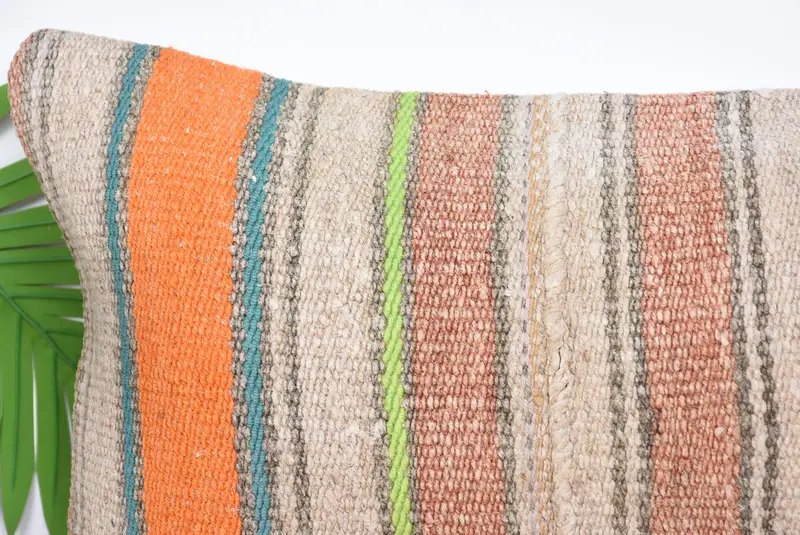 Gift Pillow, 12x24 Orange Pillow Sham, Boho Pillow Sham Cover, Cushion, Wholesale Pillow Sham, Morroccon Kilim Cushion Pillow Case, Turkish Pillow - 2