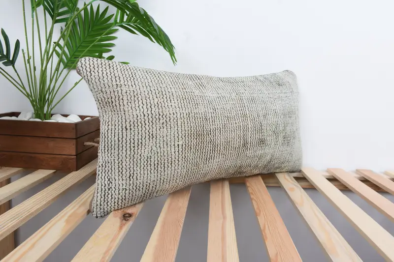 Vintage Kilim Pillow, 12x24 Beige Pillow, Pillow for Sofa, Retro Throw Cushion Case, Pillow Sham, Kilim Rug Pillow Case, Turkish Kilim Pillow - 4