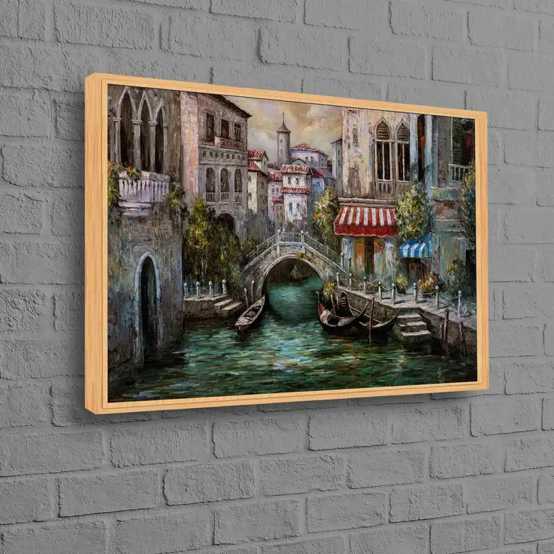 エレガントなヴェネツィアの運河の風景プリント キャンバス - イタリア グランド アート