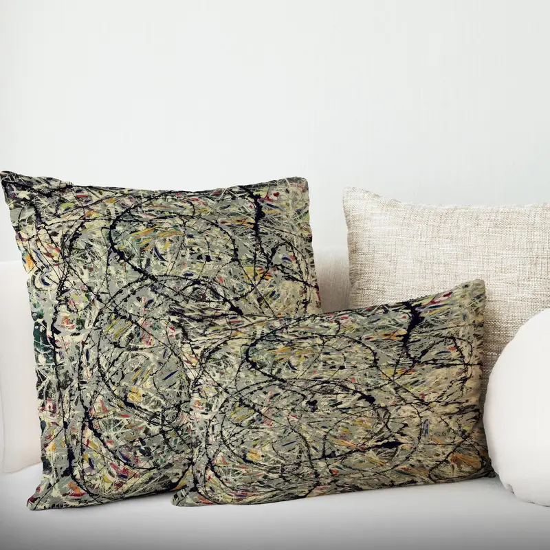 Almohada estampada abstracta negra y colorida - Decoración moderna del hogar