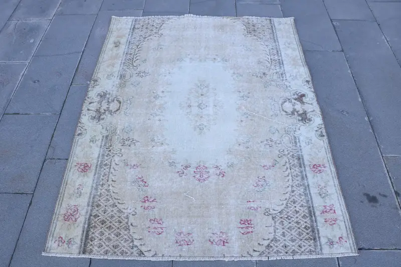 Alfombra Ikat Beige 1,1x1,5m Elegante Decoración Beige-Marrón