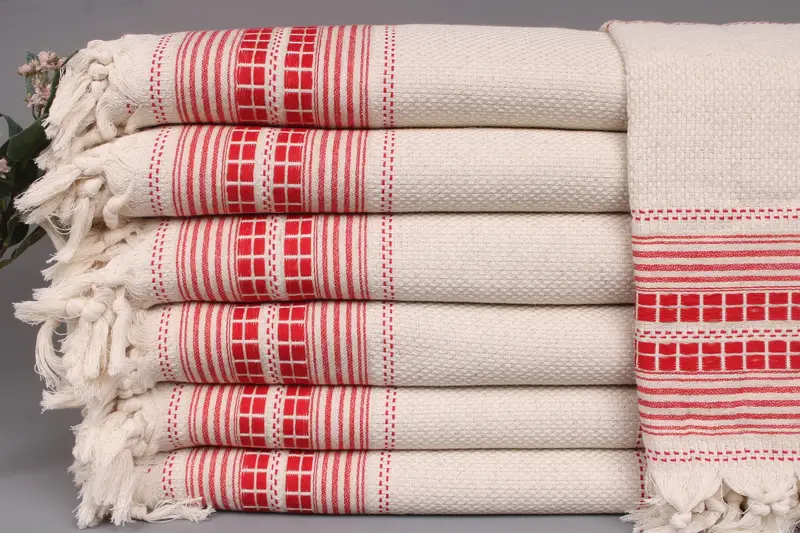 Turkish Blanket Beige Throw, Organic Cotton, 93x95 Inches