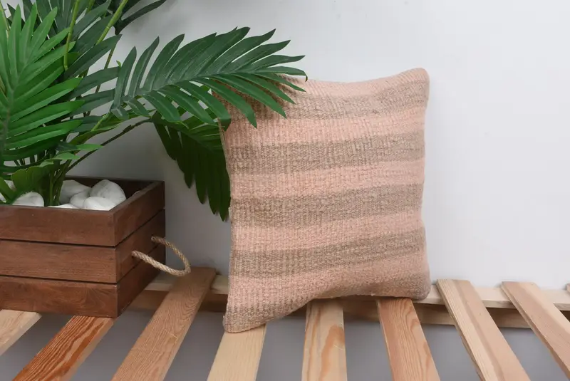 12x12 Pink Pillow Cover, Cushion Cover, Vintage Kilim Pillow, Kilim Pillow, Pillow for Sofa, Wool Kilim Pillow Pillow Sham - 4