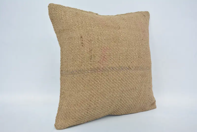Boho Pillow, Cushion, Kilim Cushion Sham, 16x16 Beige Cushion Cover, Bolster Pillow Case, Vintage Throw Pillow Cover, Turkish Pillow - 3