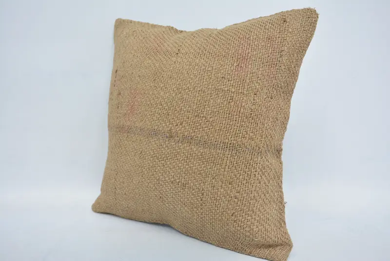 Boho Pillow, Cushion, Kilim Cushion Sham, 16x16 Beige Cushion Cover, Bolster Pillow Case, Vintage Throw Pillow Cover, Turkish Pillow - 4