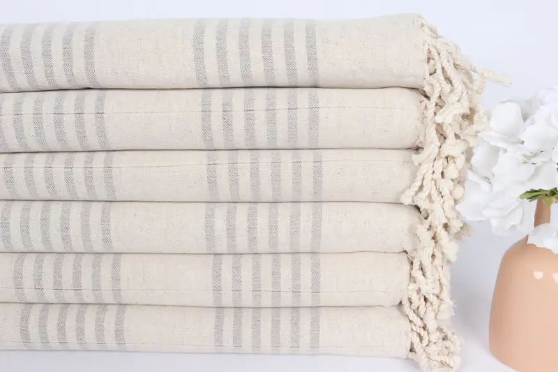 70x40 Linen Striped Towel, Soft towel, Best Friend Gift Ideas, Spooky Bachelorette Party Favors, Yoga Towel, Custom Beach Towel, Home Decor Gifts - 3