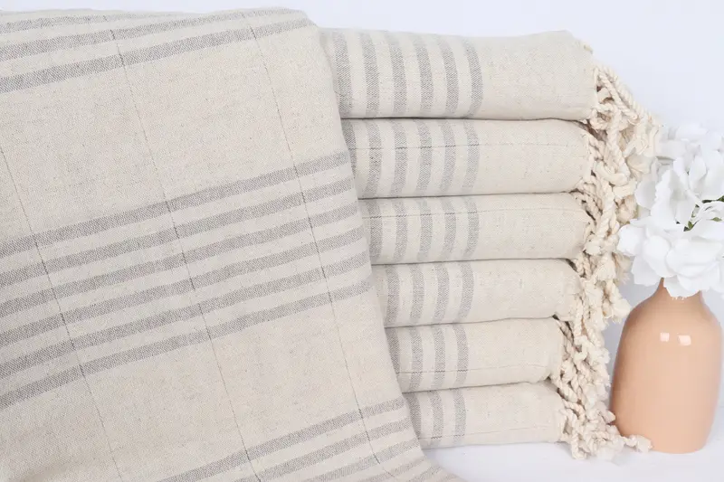 70x40 Linen Striped Towel, Soft towel, Best Friend Gift Ideas, Spooky Bachelorette Party Favors, Yoga Towel, Custom Beach Towel, Home Decor Gifts - 1