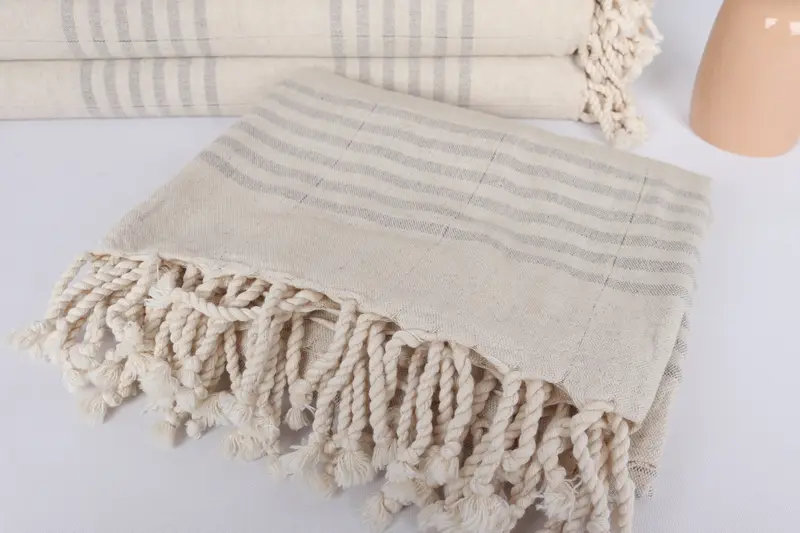 70x40 Linen Striped Towel, Soft towel, Best Friend Gift Ideas, Spooky Bachelorette Party Favors, Yoga Towel, Custom Beach Towel, Home Decor Gifts - 5