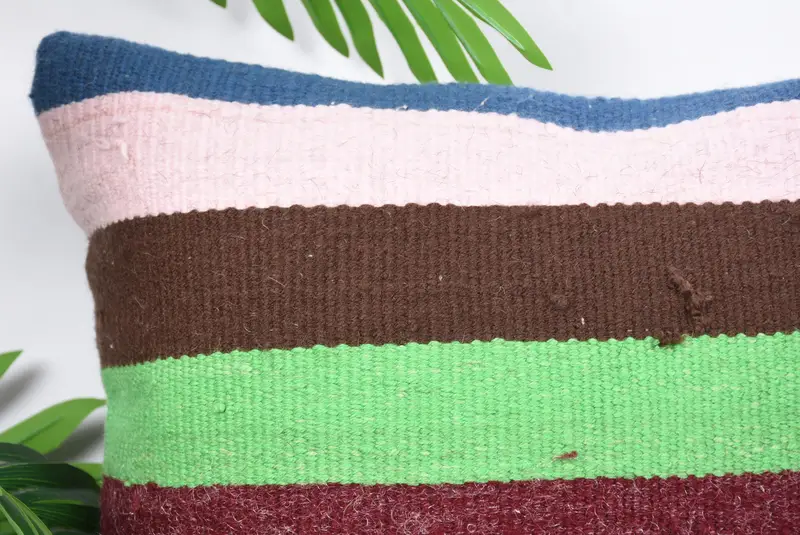 Turkish Kilim Pillow, Cushion Cover, 16x16 Green Pillow Cover, Ethnic Pillow Cover Pillow Sham, Interior Designer Pillow, Handmade Kilim Cushion - 2