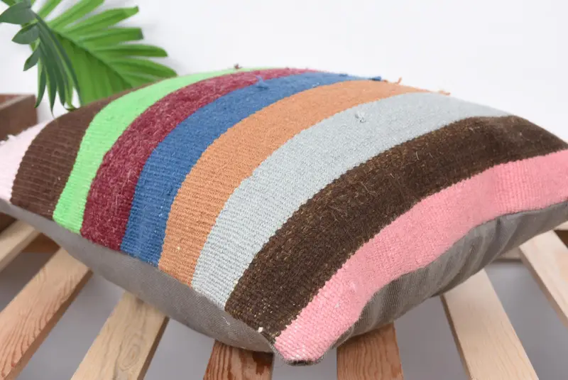 Turkish Kilim Pillow, Cushion Cover, 16x16 Green Pillow Cover, Ethnic Pillow Cover Pillow Sham, Interior Designer Pillow, Handmade Kilim Cushion - 6