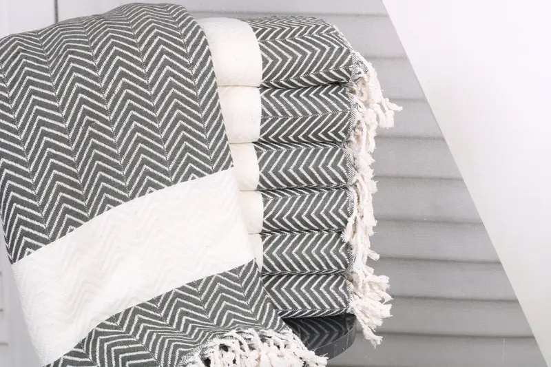 Bachelorette Party Towel Monogram Zig Zag Dark Khaki Green 40x71 Inches