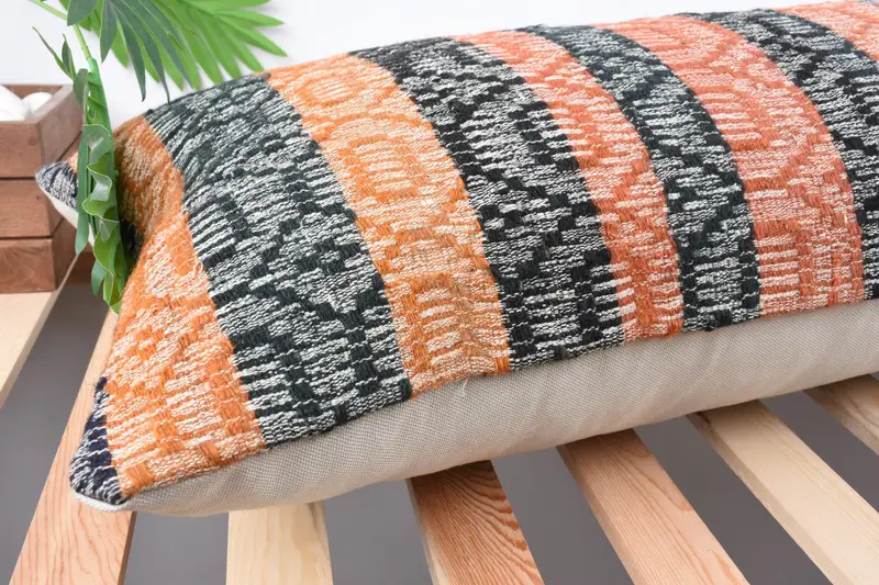 Pillow Sham, Pillow for Couch, Turkish Kilim Pillow, Bright Cushion Case, Toss Cushion Case, Vintage Pillow, 16x48 Orange Pillow Case - 6