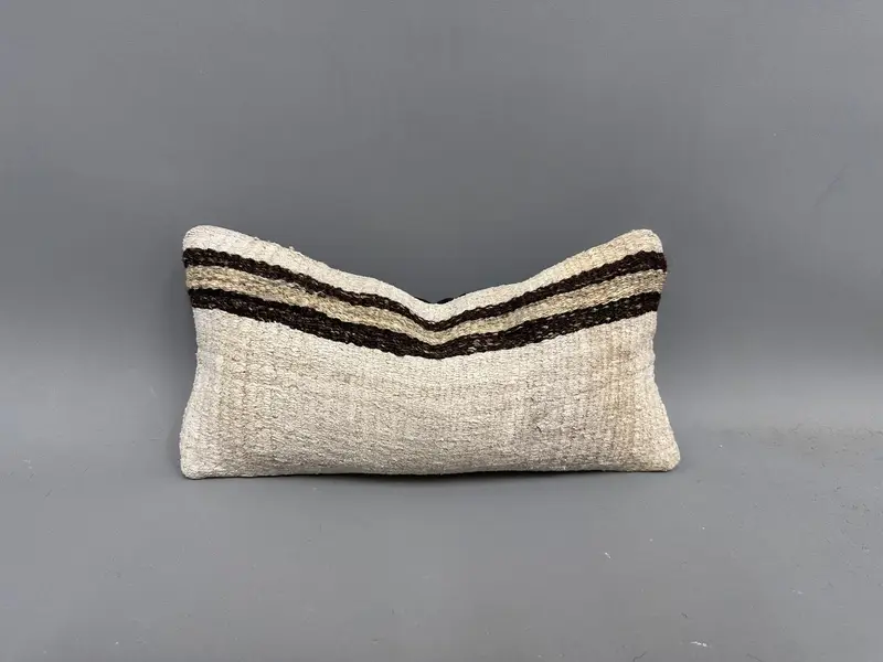 Handmade Throw Pillow Sham, Vintage Cushion Cover, Cushion Case, Boho Pillow, 8x16 Beige Pillow Case, Pillow for Couch, Pillow for Sofa - 1
